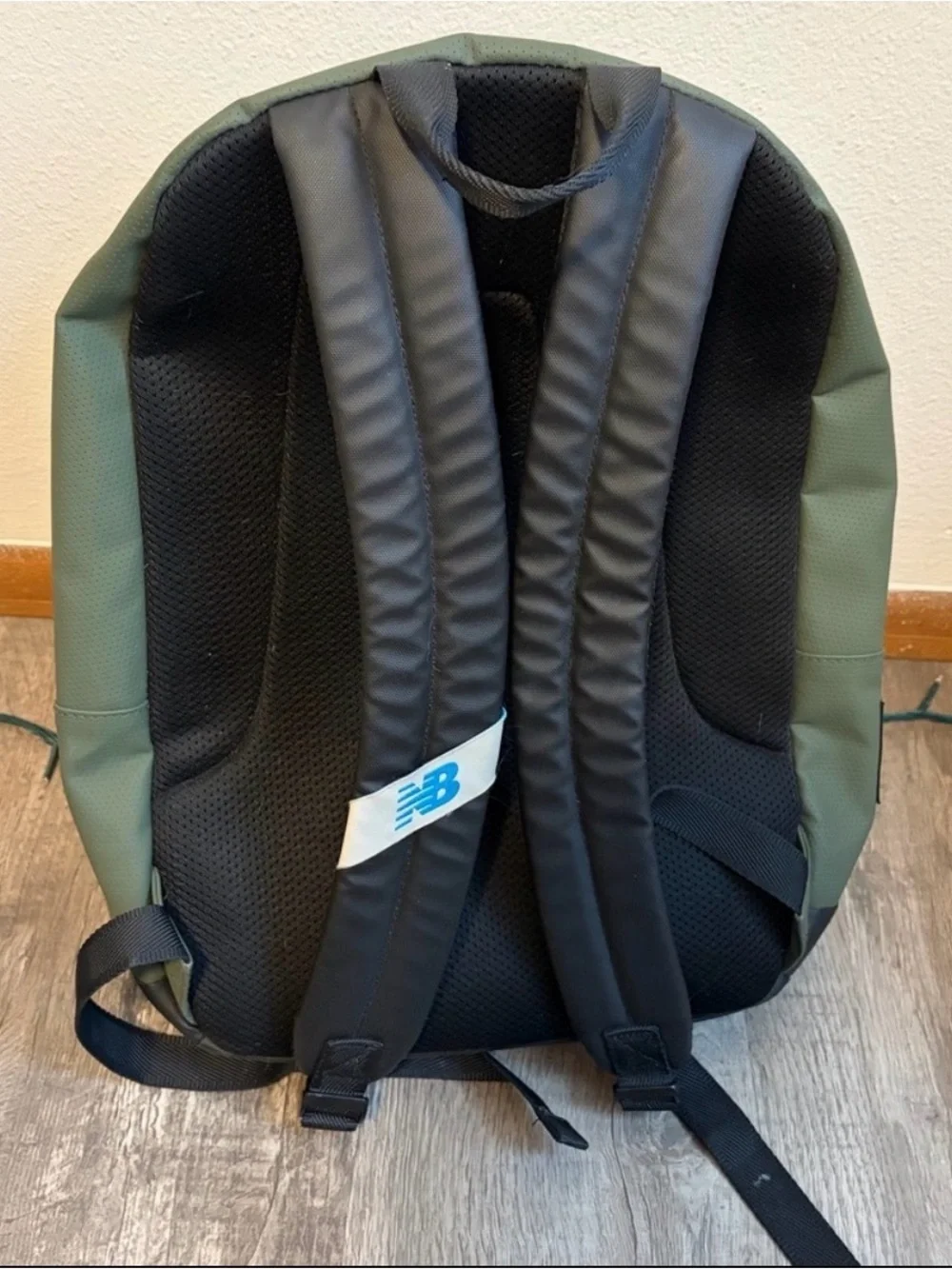 New Balance Olive Green Backpack with Cream Accents